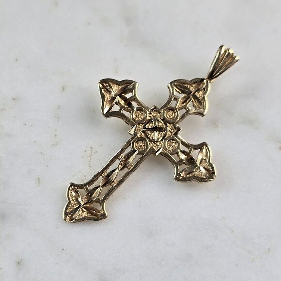 Womens Vintage 14K Gold Religious Michael Anthony Cross...